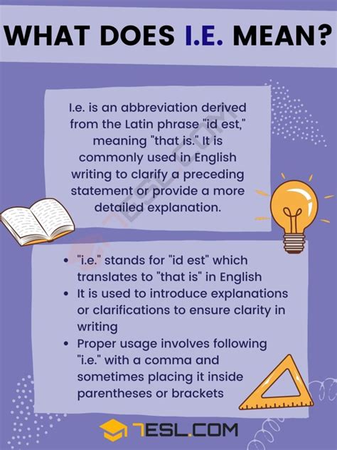 meaning of i e in english.